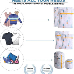Colorful Tree and Pineapple Laundry Bag Set of 6
