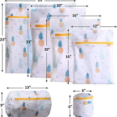Colorful Tree and Pineapple Laundry Bag Set of 6