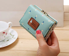 Cute PU Leather Trifold Wallet for Women