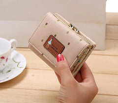 Cute PU Leather Trifold Wallet for Women