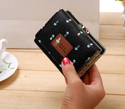 Cute PU Leather Trifold Wallet for Women