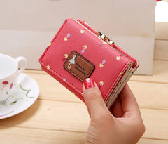Cute PU Leather Trifold Wallet for Women